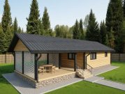 Баня с большой комнатой отдыха и террасой