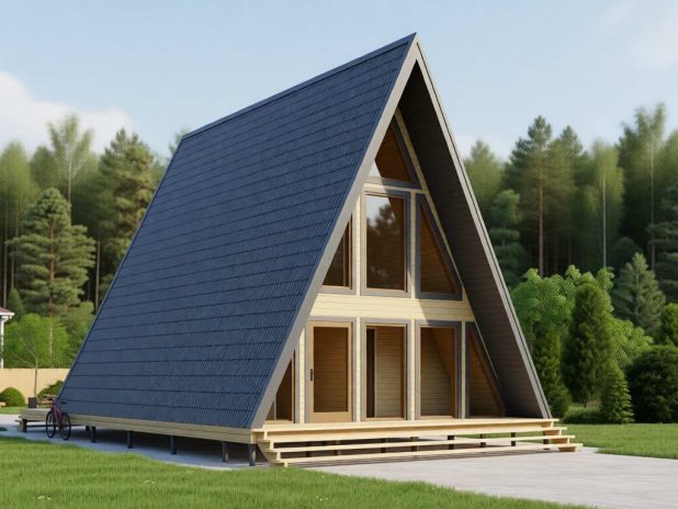 Трехэтажный А-фрейм дом 7,5х9