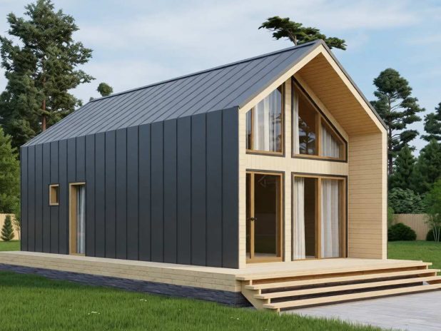 Барнхаус 6х9 с боковой террасой