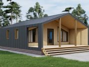 Одноэтажный барнхаус с террасой по каркасной технологии