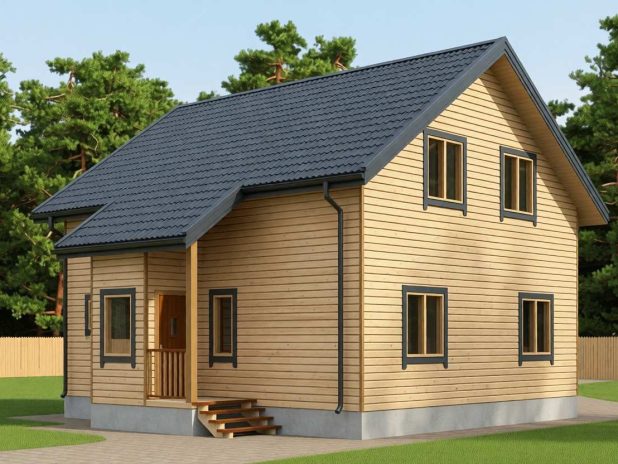 Каркасный дом 9х9 в полтора этажа