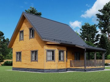 Дом из бруса 7х8 с террасой